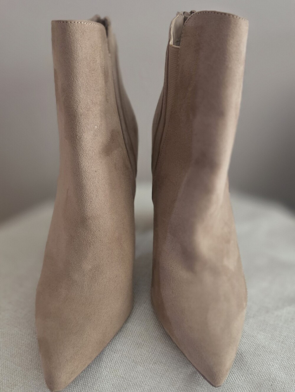 Women's Pointed Toe Ankle Boots in Taupe - Elegant Suede Finish Size -10